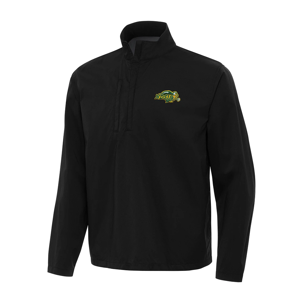 Men's Antigua Black NDSU Bison Brisk Quarter-Zip Windbreaker