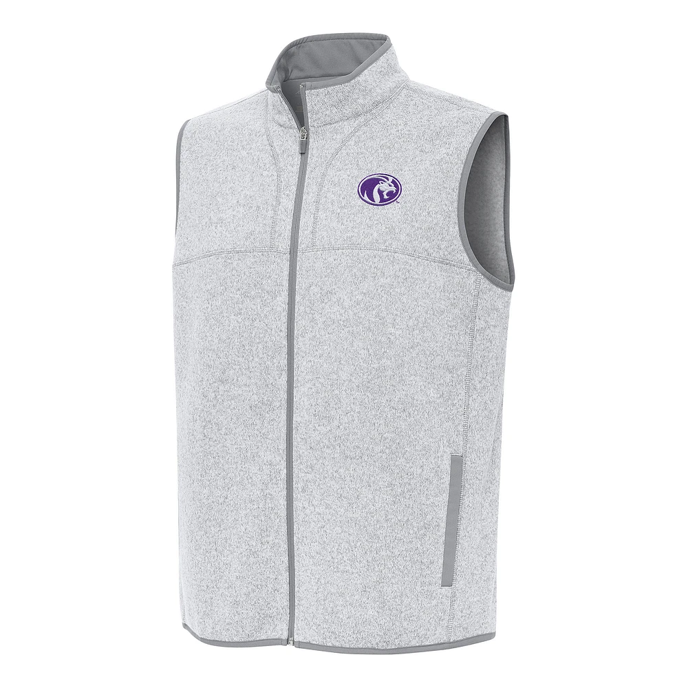 Men's Antigua Heather Gray North Alabama Lions Fortune Full-Zip Vest