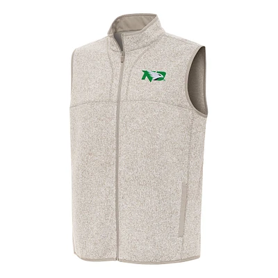 Men's Antigua Heather Oatmeal North Dakota Fortune Full-Zip Vest