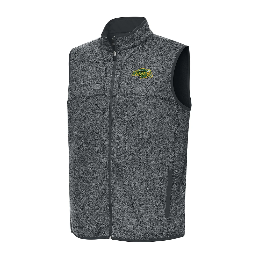 Men's Antigua Heather Charcoal NDSU Bison Fortune Full-Zip Vest