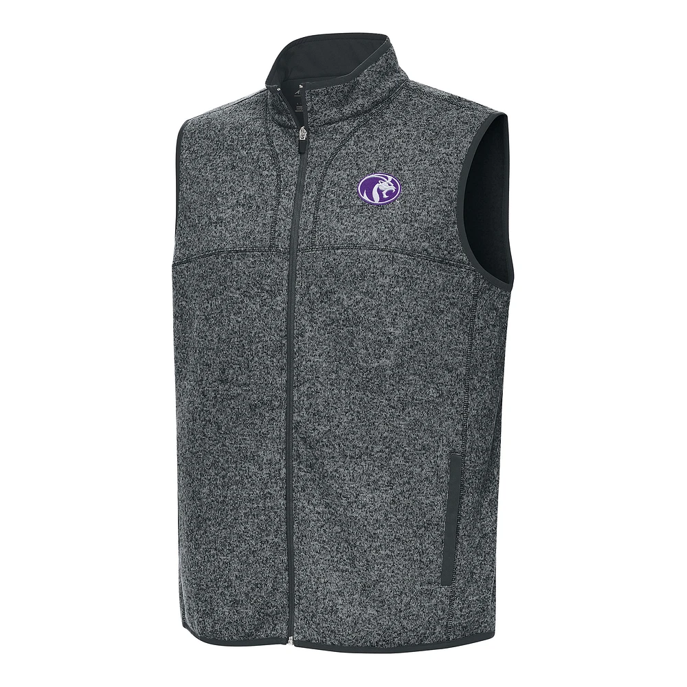 Men's Antigua Heather Charcoal North Alabama Lions Fortune Full-Zip Vest