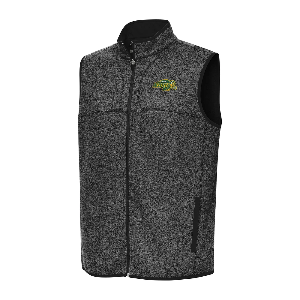 Men's Antigua Heather NDSU Bison Fortune Full-Zip Vest