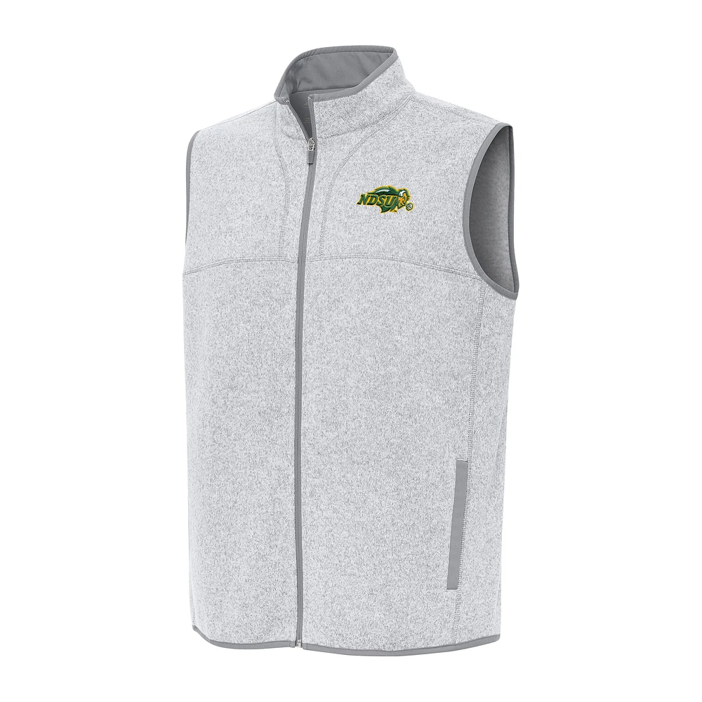 Men's Antigua Heather Gray NDSU Bison Fortune Full-Zip Vest
