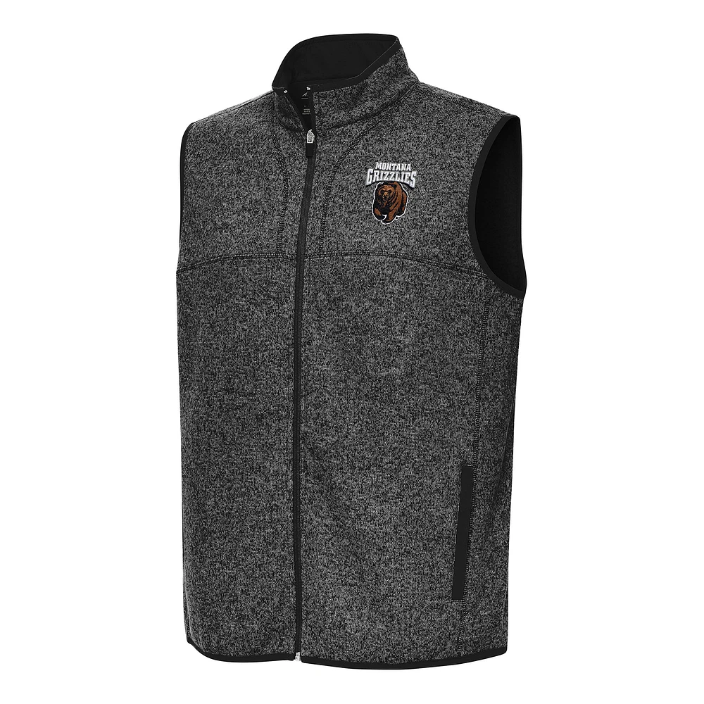 Men's Antigua Heather Montana Grizzlies Fortune Full-Zip Vest