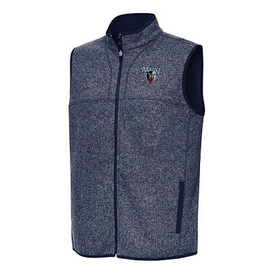 Men's Antigua Heather Navy Maine Black Bears Fortune Full-Zip Vest