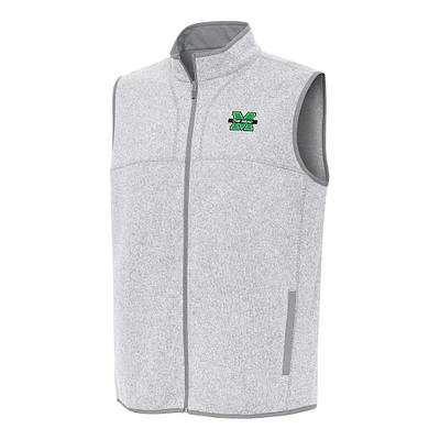 Men's Antigua Heather Gray Marshall Thundering Herd Fortune Full-Zip Vest