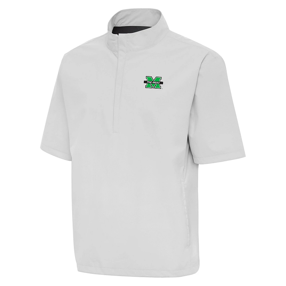 Men's Antigua Heather Gray Marshall Thundering Herd Brisk Quarter-Zip Windbreaker