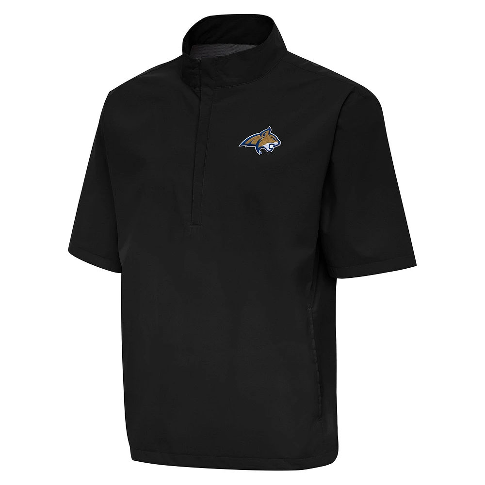 Men's Antigua Black Montana State Bobcats Brisk Quarter-Zip Windbreaker