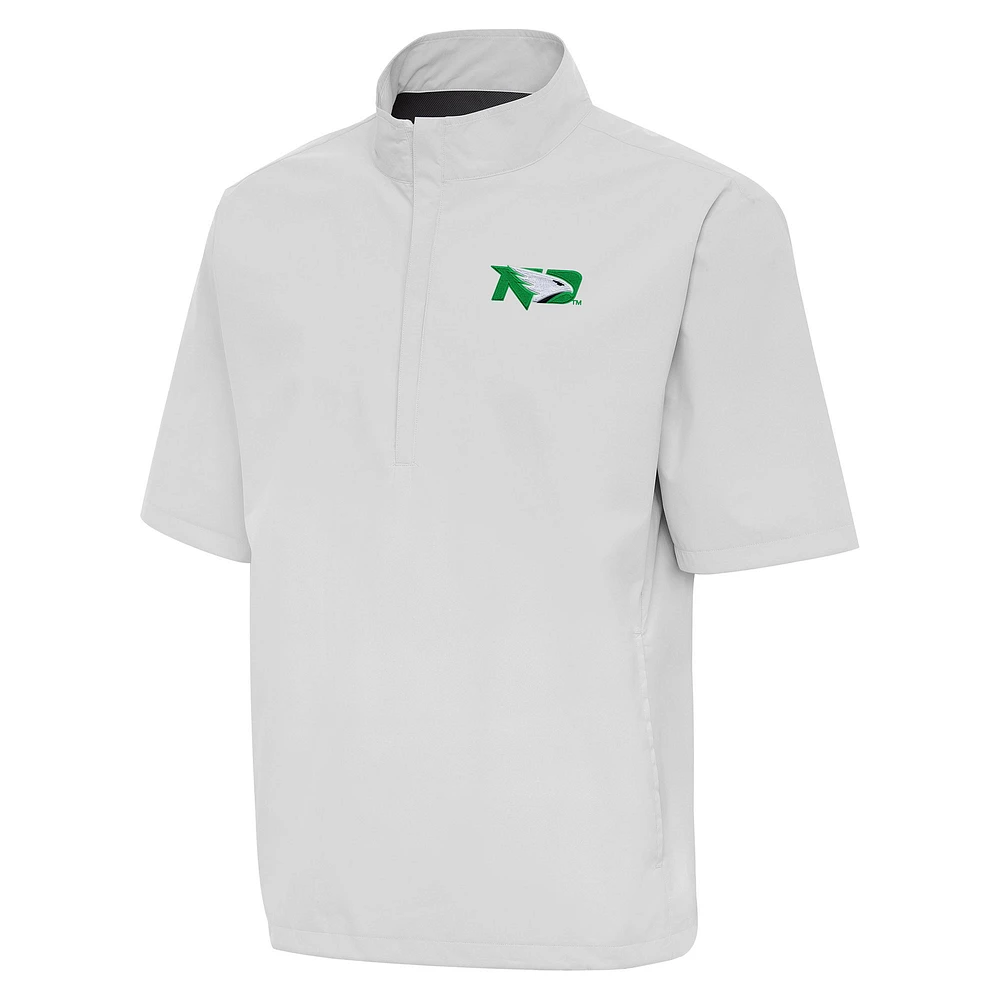 Men's Antigua Heather Gray North Dakota Brisk Quarter-Zip Windbreaker