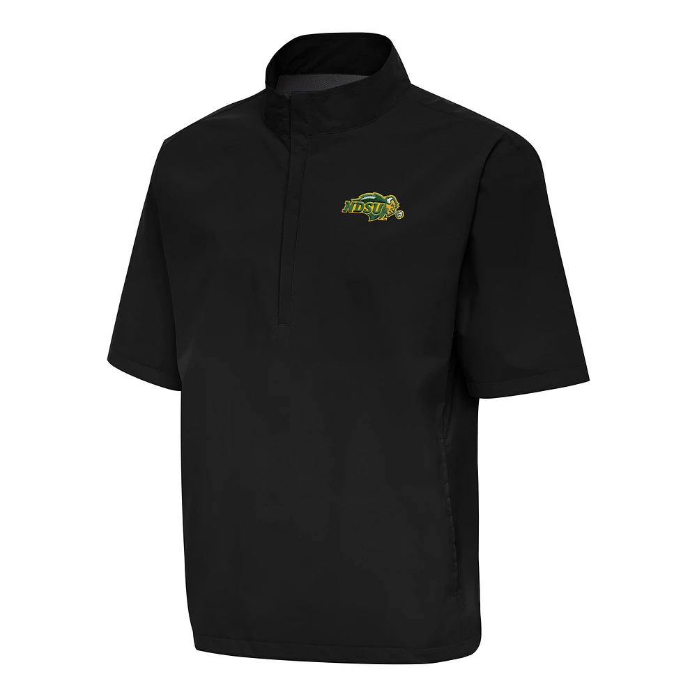 Men's Antigua Black NDSU Bison Brisk Quarter-Zip Windbreaker
