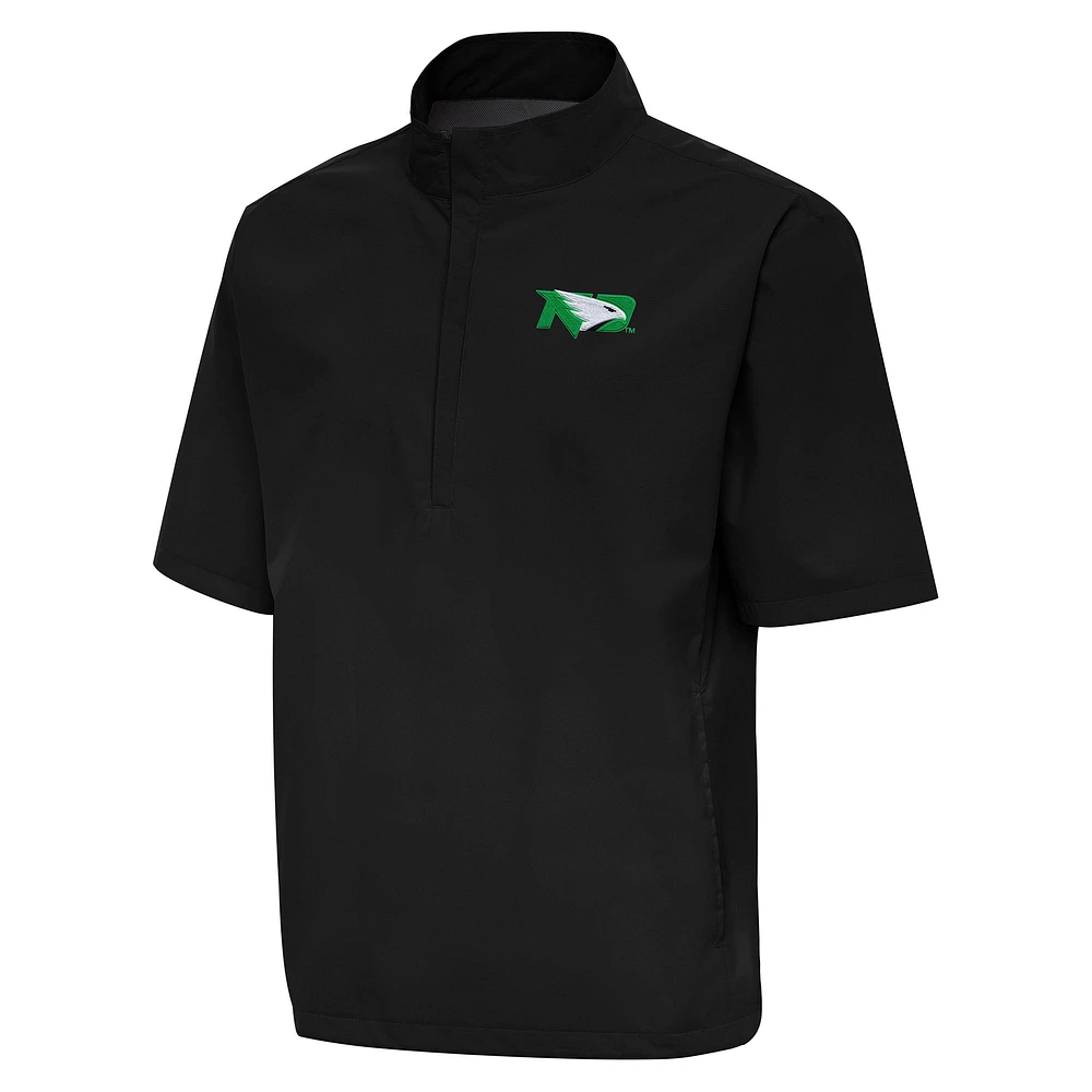 Men's Antigua Black North Dakota Brisk Quarter-Zip Windbreaker