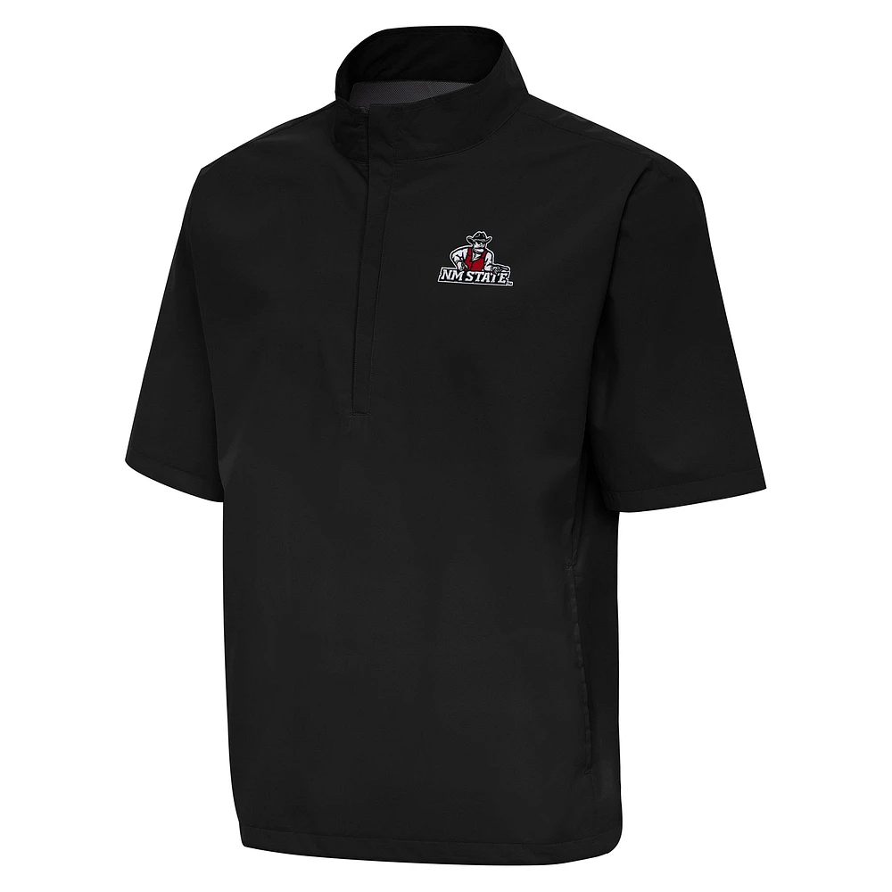 Men's Antigua Black New Mexico State Aggies Brisk Quarter-Zip Windbreaker