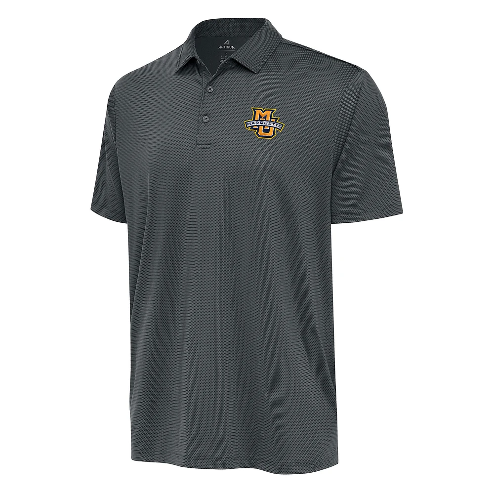 Men's Antigua Charcoal Marquette Golden Eagles Ellipse Polo