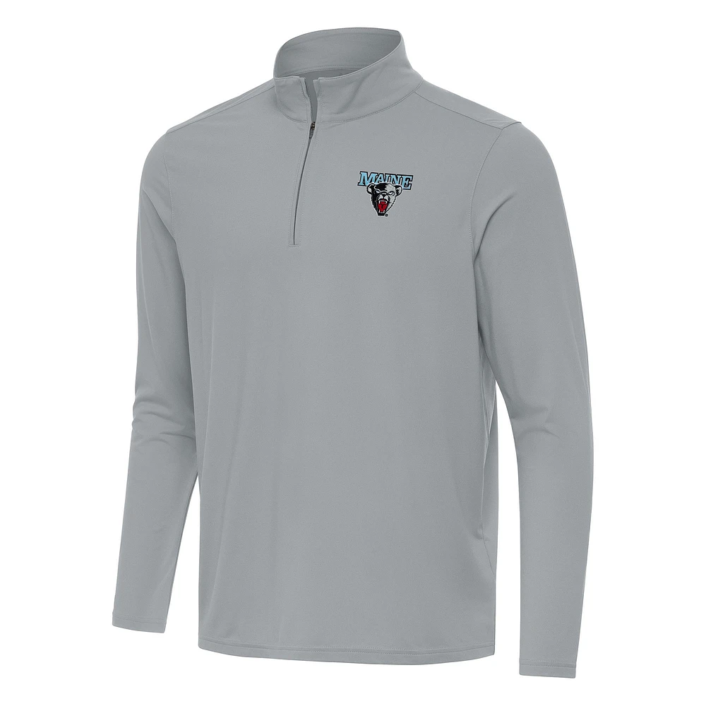 Men's Antigua Black Maine Bears Intent Quarter-Zip Top