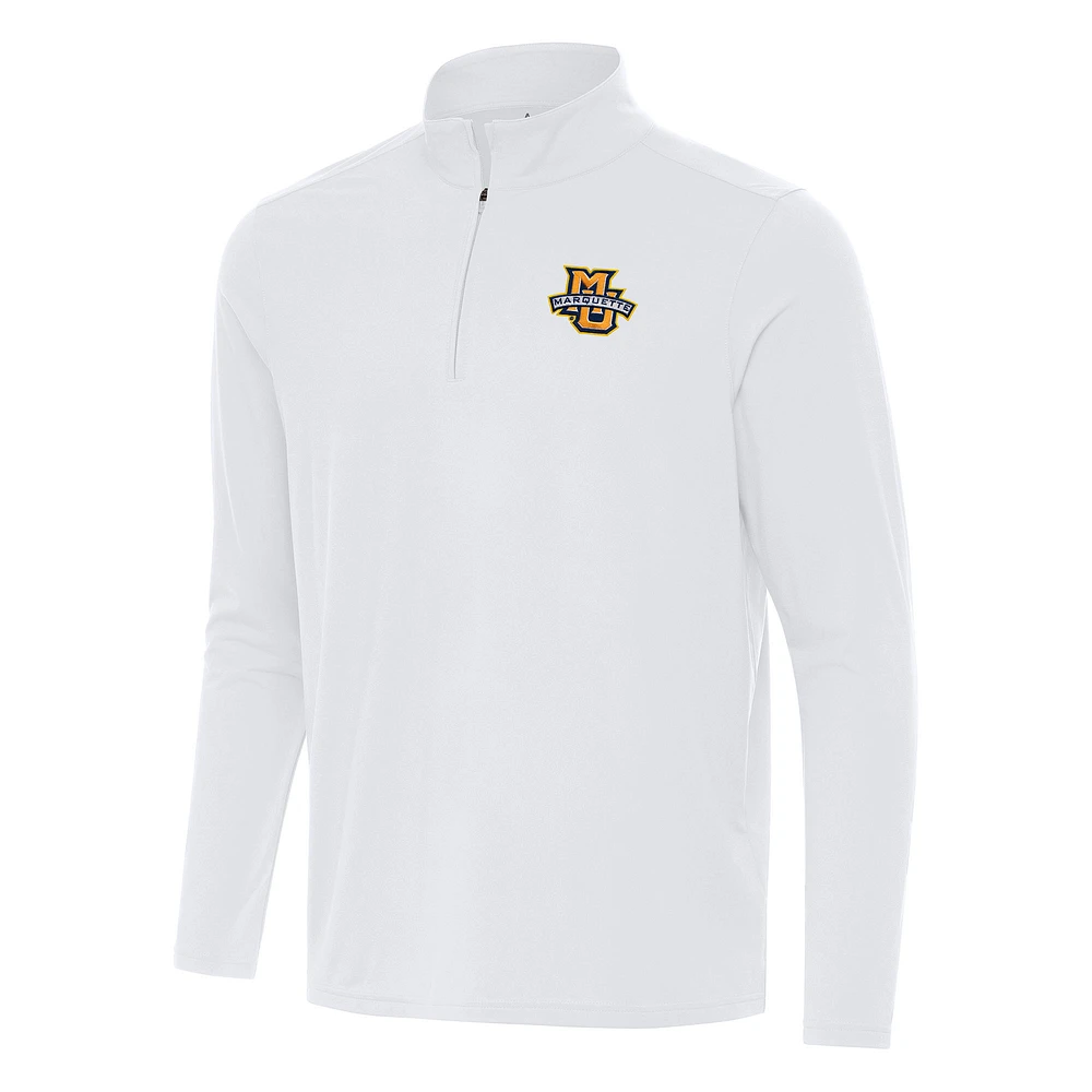 Men's Antigua White Marquette Golden Eagles Intent Quarter-Zip Top