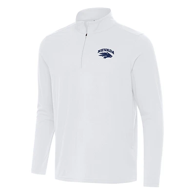 Men's Antigua White Nevada Wolf Pack Intent Quarter-Zip Top