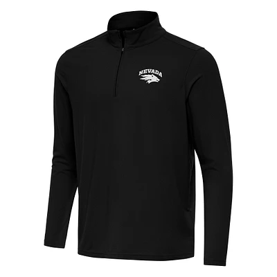 Men's Antigua Black Nevada Wolf Pack Intent Quarter-Zip Top