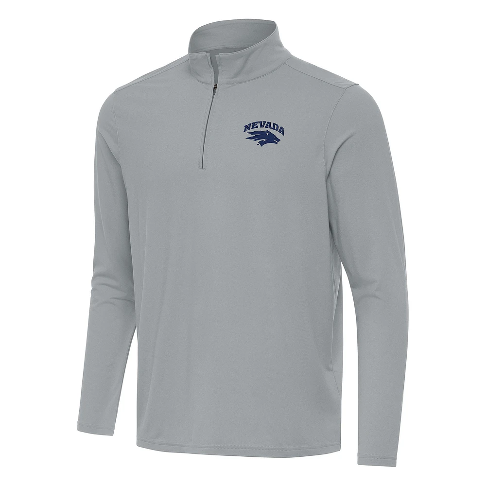 Men's Antigua Gray Nevada Wolf Pack Intent Quarter-Zip Top