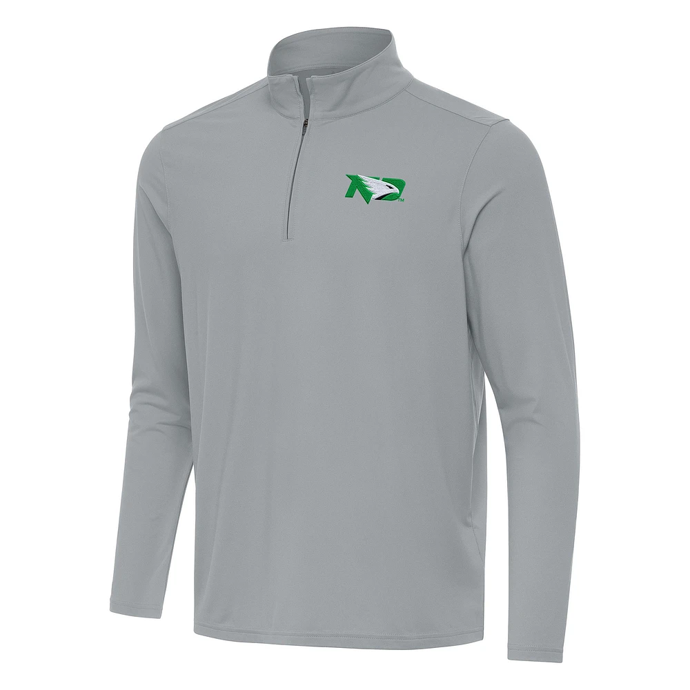 Men's Antigua Gray North Dakota Intent Quarter-Zip Top