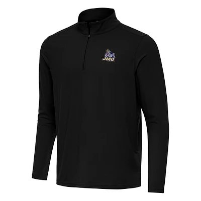 Men's Antigua Black James Madison Dukes Intent Quarter-Zip Top