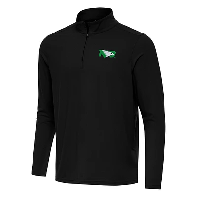 Men's Antigua Black North Dakota Intent Quarter-Zip Top