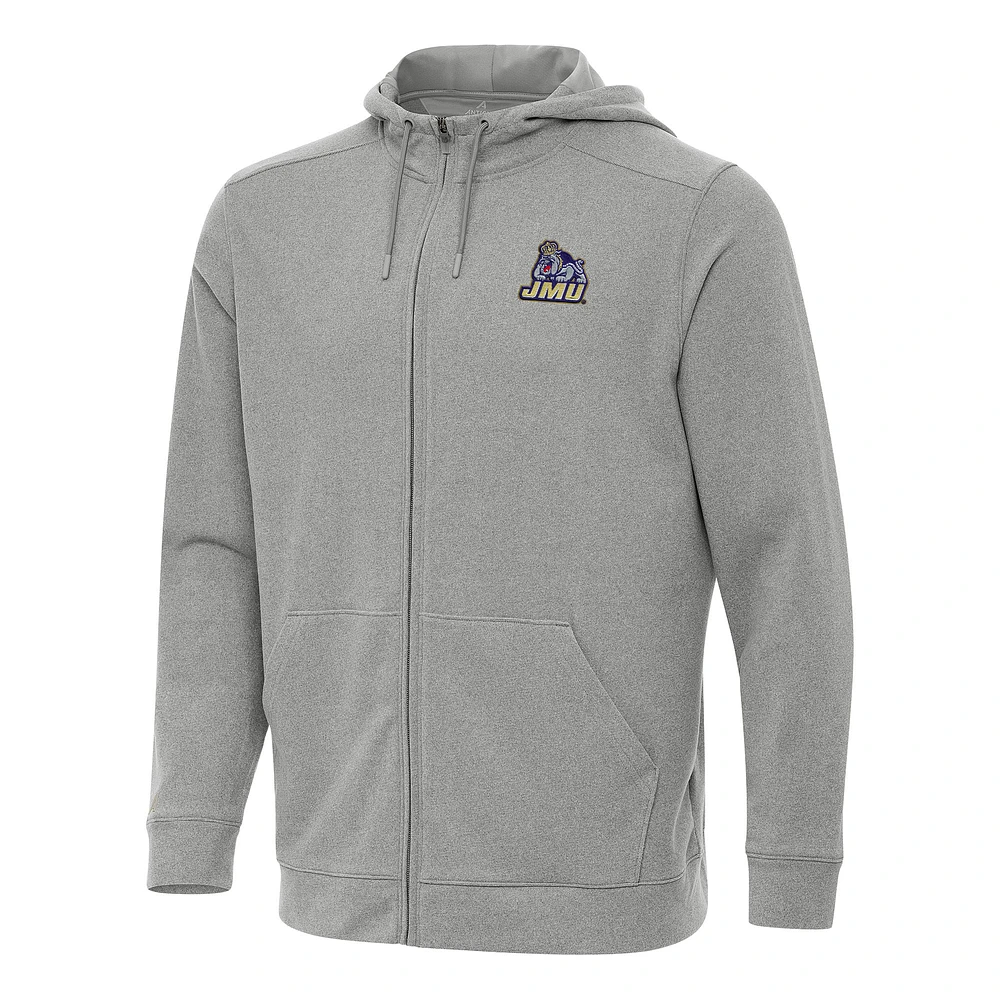 Men's Antigua Heather James Madison Dukes Effortless Full-Zip Hoodie Jacket