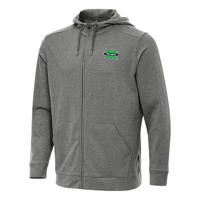Men's Antigua Heather Charcoal Marshall Thundering Herd Effortless Full-Zip Hoodie Jacket