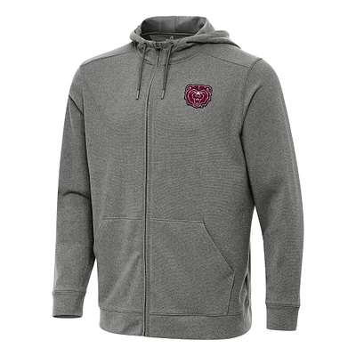 Men's Antigua Heather Charcoal Missouri State University Bears Effortless Full-Zip Hoodie Jacket