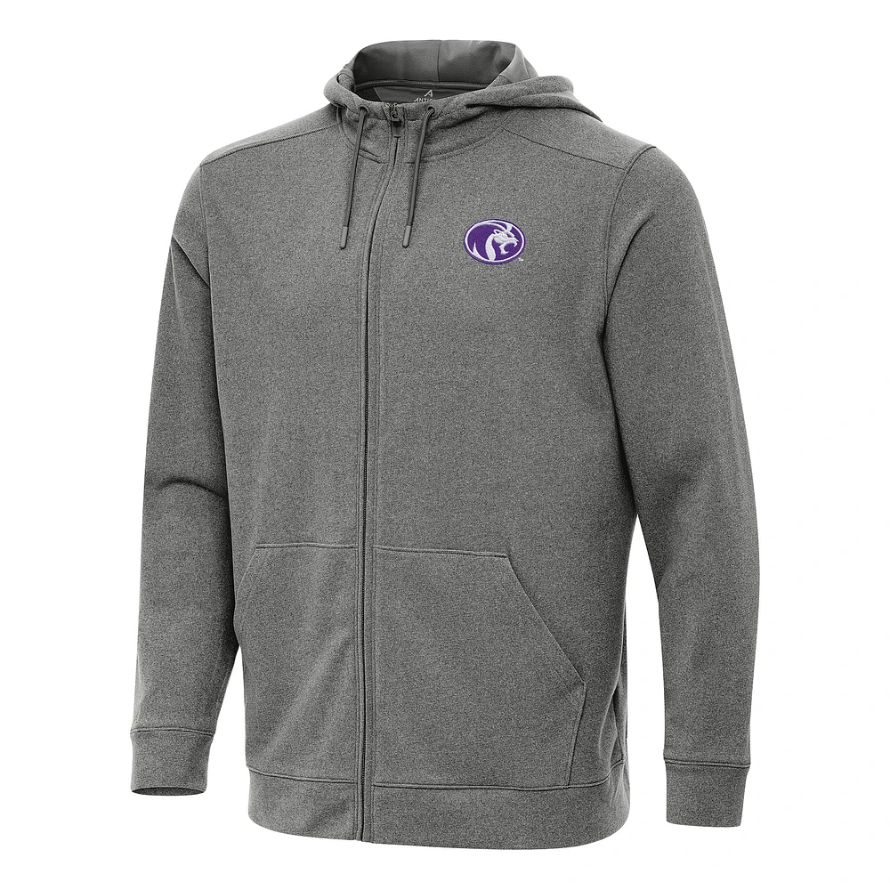 Men's Antigua Heather Charcoal North Alabama Lions Effortless Full-Zip Hoodie Jacket