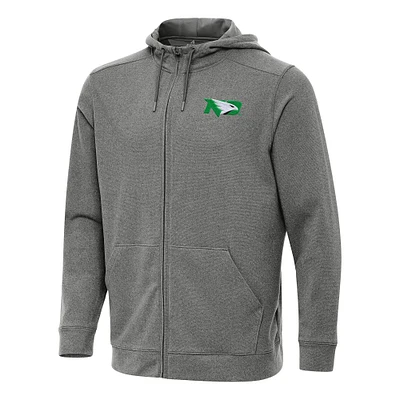 Men's Antigua Heather Charcoal North Dakota Effortless Full-Zip Hoodie Jacket