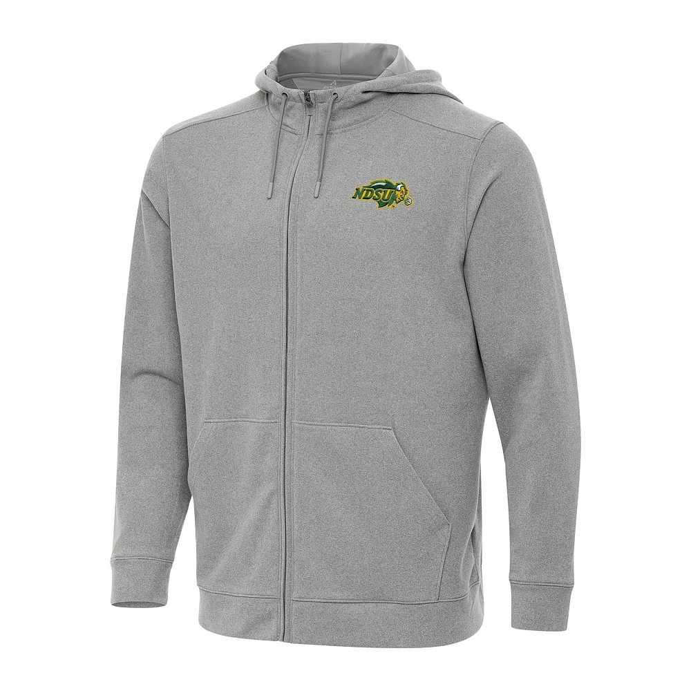 Men's Antigua Heather NDSU Bison Effortless Full-Zip Hoodie Jacket