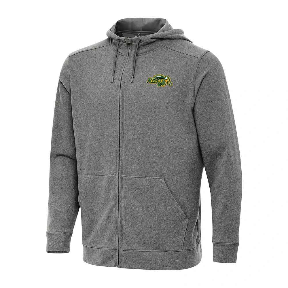 Men's Antigua Heather Charcoal NDSU Bison Effortless Full-Zip Hoodie Jacket