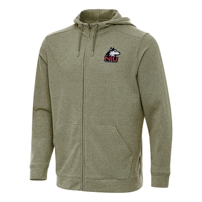Men's Antigua Heather Olive Northern Illinois Huskies Effortless Full-Zip Hoodie Jacket