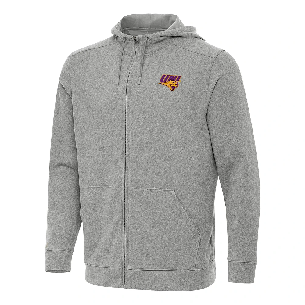 Men's Antigua Heather Northern Iowa Panthers Effortless Full-Zip Hoodie Jacket
