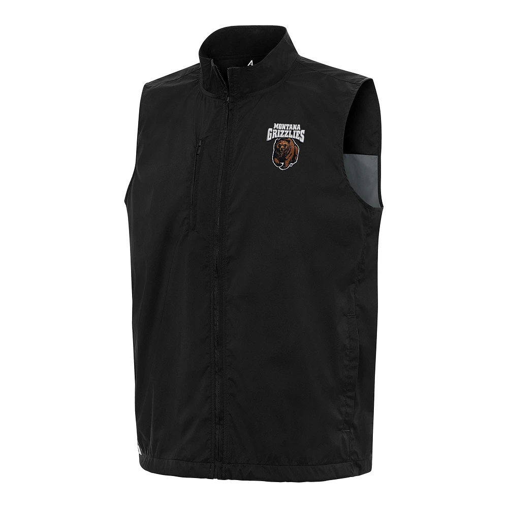 Men's Antigua Black Montana Grizzlies Brisk Full-Zip Vest