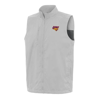 Men's Antigua Heather Gray Northern Iowa Panthers Brisk Full-Zip Vest