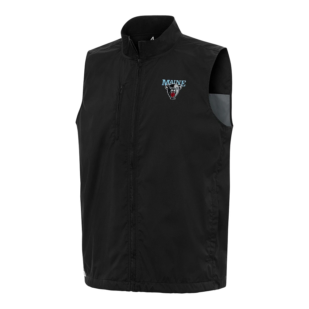 Men's Antigua Black Maine Bears Brisk Full-Zip Vest