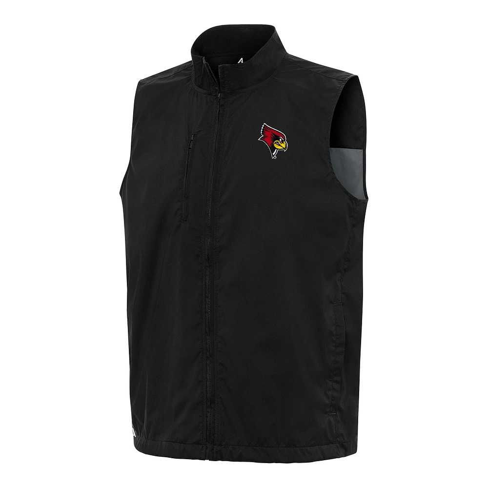 Men's Antigua Black Illinois State Redbirds Brisk Full-Zip Vest