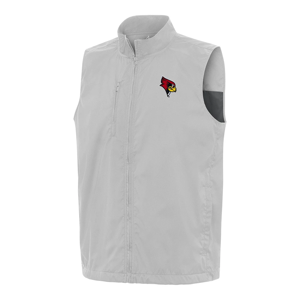 Men's Antigua Heather Gray Illinois State Redbirds Brisk Full-Zip Vest