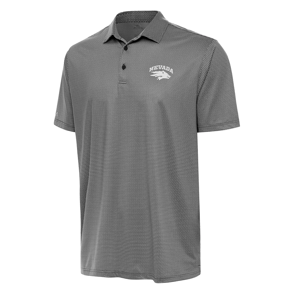 Men's Antigua Black/White Nevada Wolf Pack Rings Polo