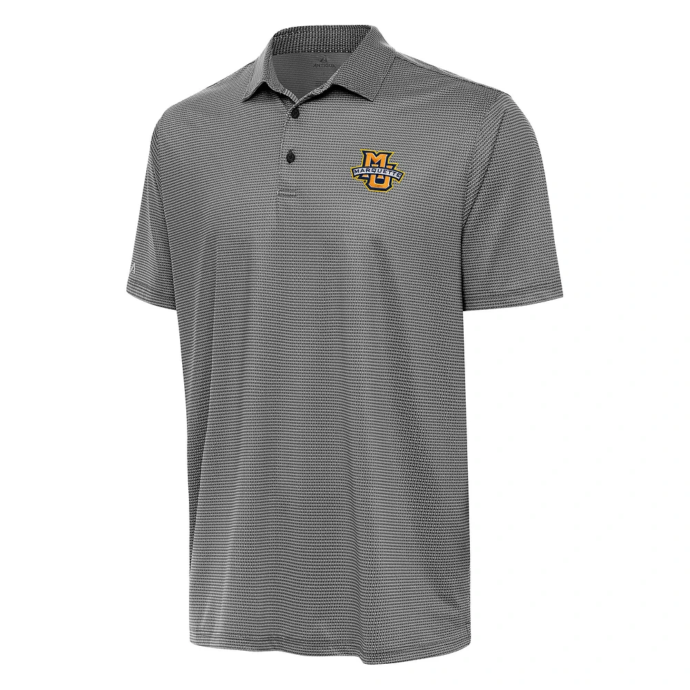 Men's Antigua Black/White Marquette Golden Eagles Rings Polo