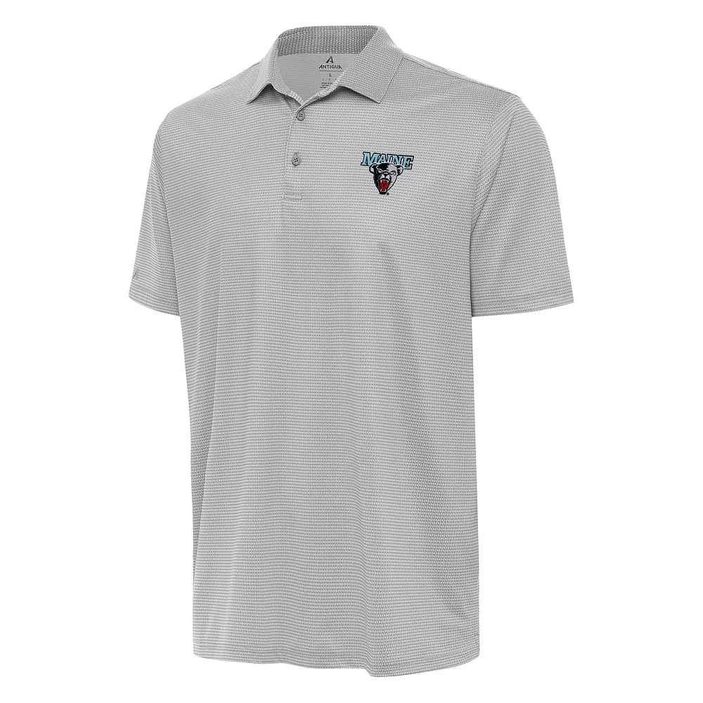 Men's Antigua Gray/White Maine Black Bears Rings Polo