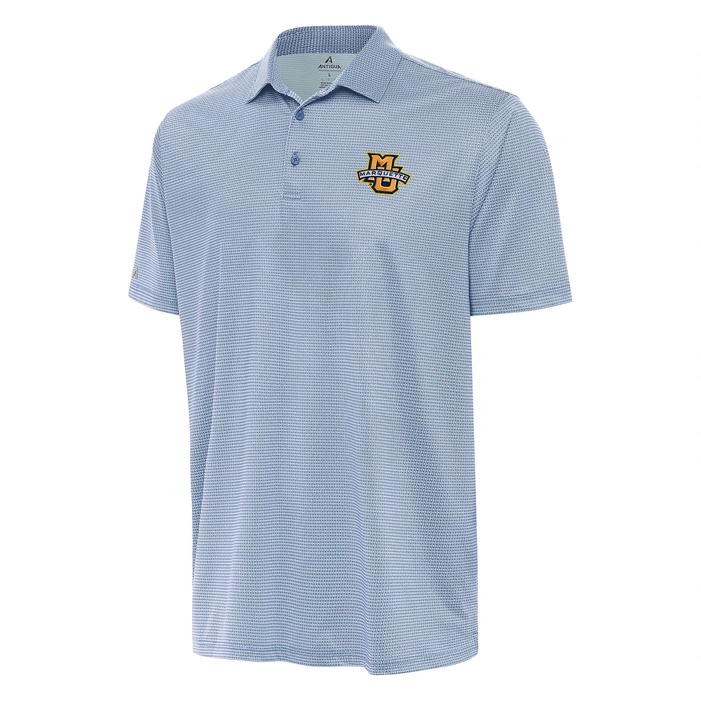 Men's Antigua Light Blue/White Marquette Golden Eagles Rings Polo