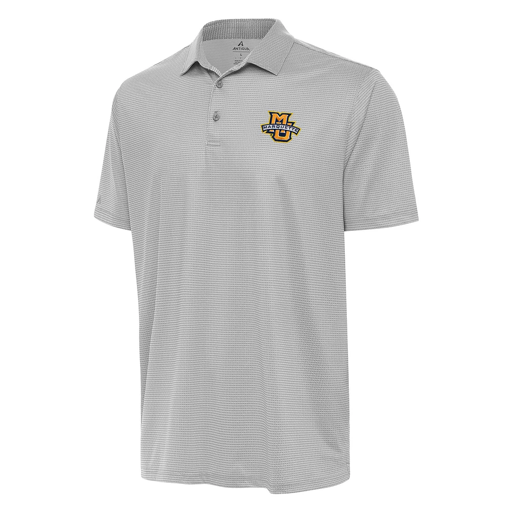Men's Antigua Gray/White Marquette Golden Eagles Rings Polo