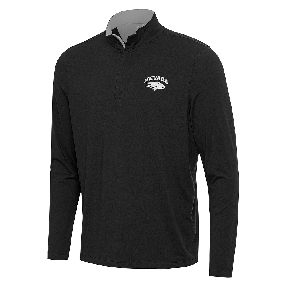 Men's Antigua Black/Gray Nevada Wolf Pack Content Quarter-Zip Pullover Top