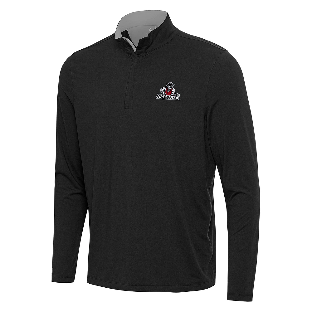 Men's Antigua Black/Gray New Mexico State Aggies Content Quarter-Zip Pullover Top