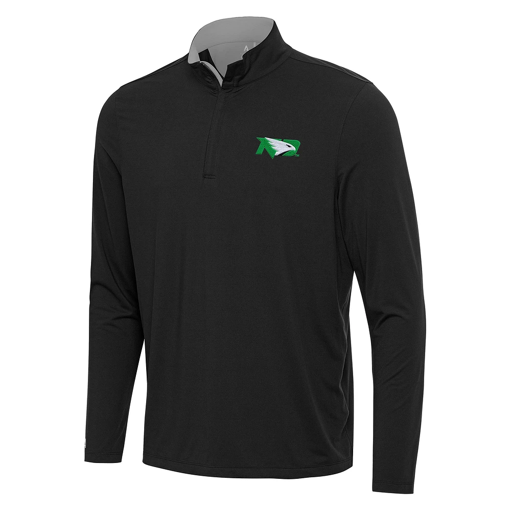 Men's Antigua Black/Gray North Dakota Content Quarter-Zip Pullover Top