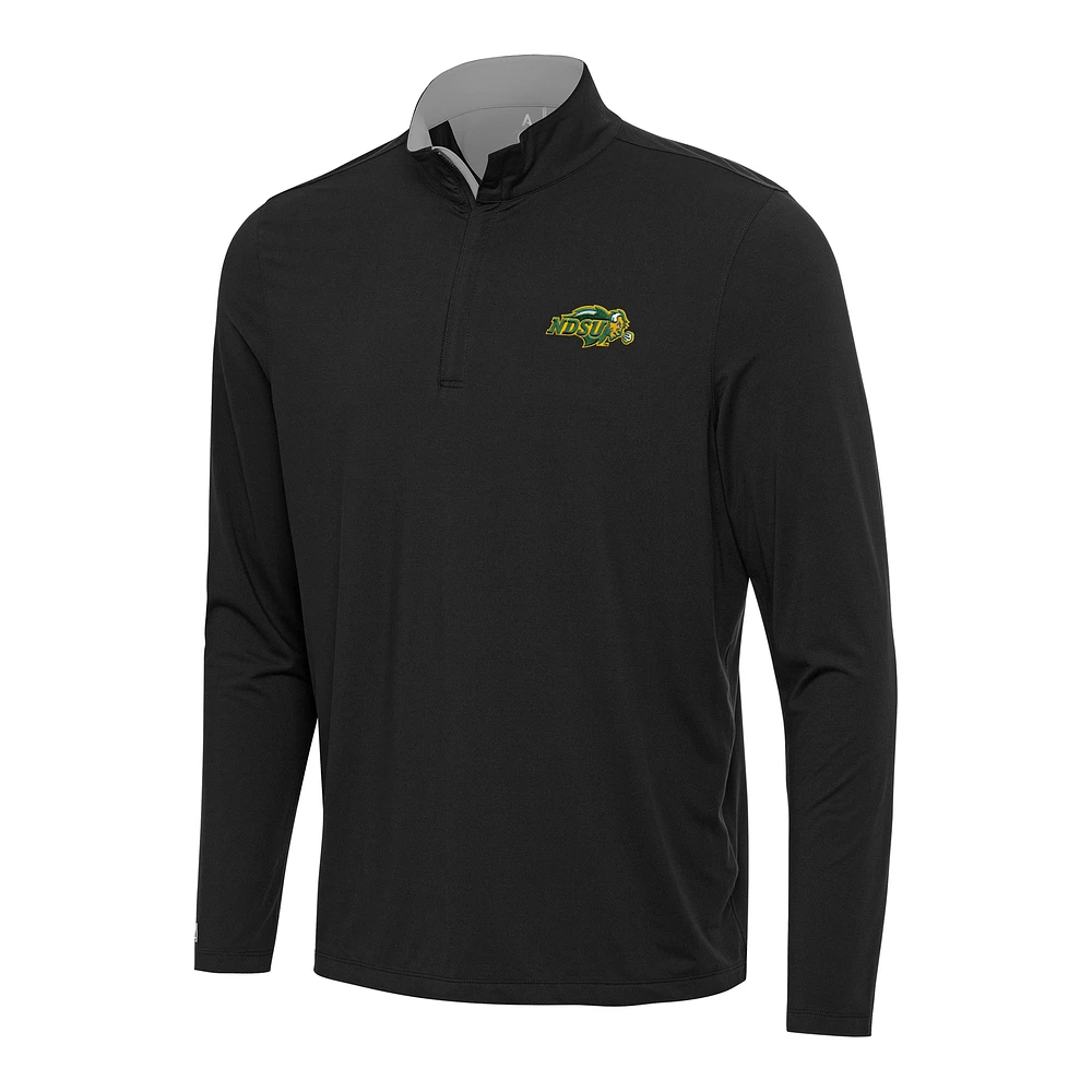 Men's Antigua Black/Gray NDSU Bison Content Quarter-Zip Pullover Top