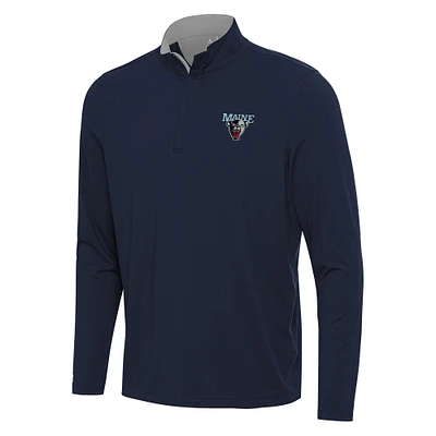 Men's Antigua Navy/Gray Maine Black Bears Content Quarter-Zip Pullover Top
