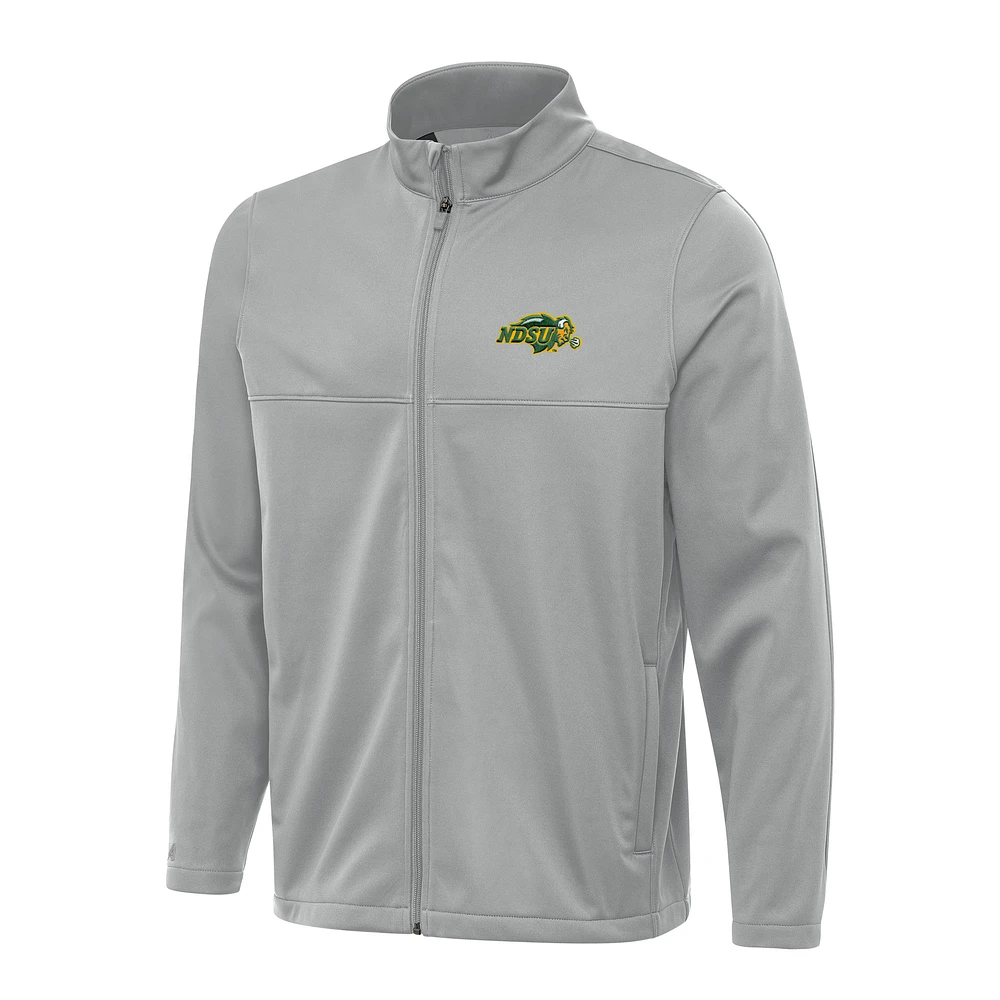 Men's Antigua Gray NDSU Bison Links 2 Full-Zip Golf Jacket